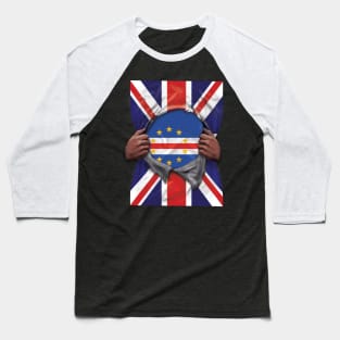 Cape Verde Flag Great Britain Flag Ripped - Gift for Cape Verdean From Cape Verde Baseball T-Shirt